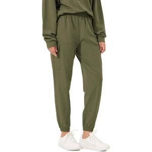 imageODODOS Cargo Jogger Pants for Women Cotton Soft Mid Waist Track Cuff Lounge Sweatpant with PocketsOlive