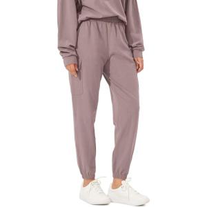 imageODODOS Cargo Jogger Pants for Women Cotton Soft Mid Waist Track Cuff Lounge Sweatpant with PocketsTwilight Mauve