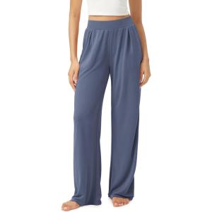 imageODODOS Drapey Soft Wide Leg Pants for Women High Waist Casual Relaxed Lounge Pants with Pockets29 InseamBijou Blue