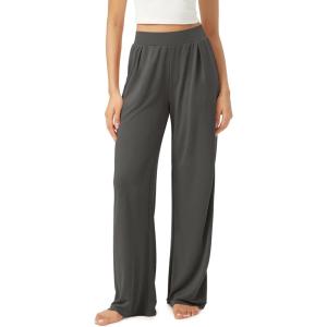 imageODODOS Drapey Soft Wide Leg Pants for Women High Waist Casual Relaxed Lounge Pants with Pockets29 InseamCharcoal