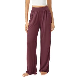 imageODODOS Drapey Soft Wide Leg Pants for Women High Waist Casual Relaxed Lounge Pants with Pockets29 InseamClaret