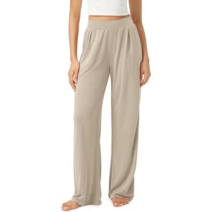 imageODODOS Drapey Soft Wide Leg Pants for Women High Waist Casual Relaxed Lounge Pants with Pockets29 InseamGray Apricot