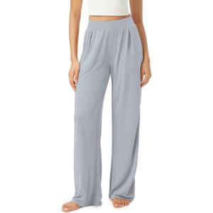 imageODODOS Drapey Soft Wide Leg Pants for Women High Waist Casual Relaxed Lounge Pants with Pockets29 InseamLight Gray Blue