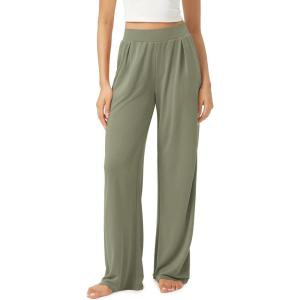 imageODODOS Drapey Soft Wide Leg Pants for Women High Waist Casual Relaxed Lounge Pants with Pockets29 InseamVetiver