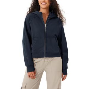 imageODODOS Womens Full Zipper Hoodies Fleece Lined Long Sleeve Sweatshirts Oversized Cropped Fall Winter OutfitsDeep Navy