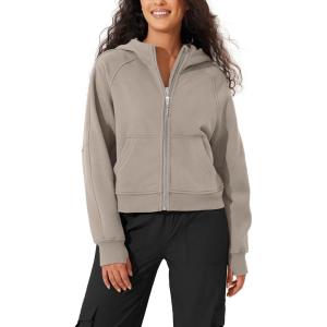 imageODODOS Womens Full Zipper Hoodies Fleece Lined Long Sleeve Sweatshirts Oversized Cropped Fall Winter OutfitsMushroom