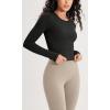 imageODODOS Cloud Feeling Long Sleeve Crop Tops for Women Crew Neck Athletic Gym Workout Yoga Tee ShirtsBlack