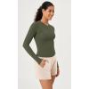 imageODODOS Lightweight Soft Long Sleeve Tee for Women Crew Neck Tops Slim Fit TShirts Olive Green Medium