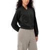 imageODODOS Modal Soft FullZip Bomber Jacket for Women Long Sleeve Casual Fall Outfit Crop Top with PocketsBlack