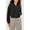 imageODODOS Modal Soft FullZip Bomber Jacket for Women Long Sleeve Casual Fall Outfit Crop Top with PocketsBlack