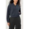 imageODODOS Modal Soft FullZip Bomber Jacket for Women Long Sleeve Casual Fall Outfit Crop Top with PocketsBlue Navy