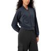 imageODODOS Modal Soft FullZip Bomber Jacket for Women Long Sleeve Casual Fall Outfit Crop Top with PocketsBlue Navy