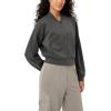 imageODODOS Modal Soft FullZip Bomber Jacket for Women Long Sleeve Casual Fall Outfit Crop Top with PocketsCharcoal