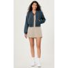 imageODODOS Modal Soft FullZip Bomber Jacket for Women Long Sleeve Casual Fall Outfit Crop Top with PocketsDeep Blue