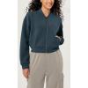 imageODODOS Modal Soft FullZip Bomber Jacket for Women Long Sleeve Casual Fall Outfit Crop Top with PocketsDeep Blue