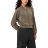 imageODODOS Modal Soft FullZip Bomber Jacket for Women Long Sleeve Casual Fall Outfit Crop Top with PocketsEspresso