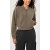 imageODODOS Modal Soft FullZip Bomber Jacket for Women Long Sleeve Casual Fall Outfit Crop Top with PocketsEspresso