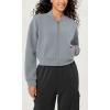 imageODODOS Modal Soft FullZip Bomber Jacket for Women Long Sleeve Casual Fall Outfit Crop Top with PocketsGrey Blue