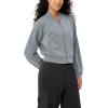imageODODOS Modal Soft FullZip Bomber Jacket for Women Long Sleeve Casual Fall Outfit Crop Top with PocketsGrey Blue