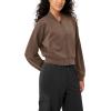 imageODODOS Modal Soft FullZip Bomber Jacket for Women Long Sleeve Casual Fall Outfit Crop Top with PocketsNutria