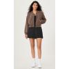 imageODODOS Modal Soft FullZip Bomber Jacket for Women Long Sleeve Casual Fall Outfit Crop Top with PocketsNutria