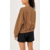 imageODODOS Purevibe Cotton Oversized Sweatshirts Womens Crew Neck Long Sleeve Pullover Tops with Kangaroo PocketBrown