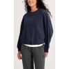 imageODODOS Purevibe Cotton Oversized Sweatshirts Womens Crew Neck Long Sleeve Pullover Tops with Kangaroo PocketDark Blue