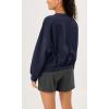 imageODODOS Purevibe Cotton Oversized Sweatshirts Womens Crew Neck Long Sleeve Pullover Tops with Kangaroo PocketDark Blue