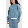 imageODODOS Purevibe Cotton Oversized Sweatshirts Womens Crew Neck Long Sleeve Pullover Tops with Kangaroo PocketSteel Blue
