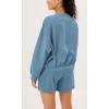 imageODODOS Purevibe Cotton Oversized Sweatshirts Womens Crew Neck Long Sleeve Pullover Tops with Kangaroo PocketSteel Blue