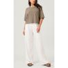 imageODODOS Recycled Cotton Short Sleeve Tee Shirts for Women Washed Crew Neck Roll Hem Drop Shoulder TopsBrown