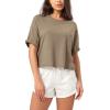 imageODODOS Recycled Cotton Short Sleeve Tee Shirts for Women Washed Crew Neck Roll Hem Drop Shoulder TopsBrown