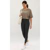 imageODODOS Recycled Cotton Short Sleeve Tee Shirts for Women Washed Crew Neck Roll Hem Drop Shoulder TopsBrown