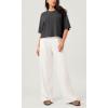imageODODOS Recycled Cotton Short Sleeve Tee Shirts for Women Washed Crew Neck Roll Hem Drop Shoulder TopsCharcoal