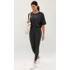 imageODODOS Recycled Cotton Short Sleeve Tee Shirts for Women Washed Crew Neck Roll Hem Drop Shoulder TopsCharcoal