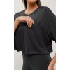 imageODODOS Recycled Cotton Short Sleeve Tee Shirts for Women Washed Crew Neck Roll Hem Drop Shoulder TopsCharcoal