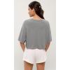imageODODOS Recycled Cotton Short Sleeve Tee Shirts for Women Washed Crew Neck Roll Hem Drop Shoulder TopsGrey