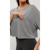 imageODODOS Recycled Cotton Short Sleeve Tee Shirts for Women Washed Crew Neck Roll Hem Drop Shoulder TopsGrey