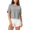 imageODODOS Recycled Cotton Short Sleeve Tee Shirts for Women Washed Crew Neck Roll Hem Drop Shoulder TopsGrey