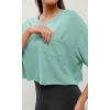 imageODODOS Recycled Cotton Short Sleeve Tee Shirts for Women Washed Crew Neck Roll Hem Drop Shoulder TopsJade