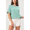 imageODODOS Recycled Cotton Short Sleeve Tee Shirts for Women Washed Crew Neck Roll Hem Drop Shoulder TopsJade
