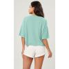 imageODODOS Recycled Cotton Short Sleeve Tee Shirts for Women Washed Crew Neck Roll Hem Drop Shoulder TopsJade