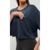 imageODODOS Recycled Cotton Short Sleeve Tee Shirts for Women Washed Crew Neck Roll Hem Drop Shoulder TopsNavy