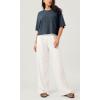 imageODODOS Recycled Cotton Short Sleeve Tee Shirts for Women Washed Crew Neck Roll Hem Drop Shoulder TopsNavy