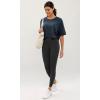 imageODODOS Recycled Cotton Short Sleeve Tee Shirts for Women Washed Crew Neck Roll Hem Drop Shoulder TopsNavy