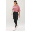 imageODODOS Recycled Cotton Short Sleeve Tee Shirts for Women Washed Crew Neck Roll Hem Drop Shoulder TopsPink