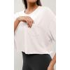 imageODODOS Recycled Cotton Short Sleeve Tee Shirts for Women Washed Crew Neck Roll Hem Drop Shoulder TopsWhite