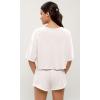 imageODODOS Recycled Cotton Short Sleeve Tee Shirts for Women Washed Crew Neck Roll Hem Drop Shoulder TopsWhite