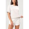 imageODODOS Recycled Cotton Short Sleeve Tee Shirts for Women Washed Crew Neck Roll Hem Drop Shoulder TopsWhite