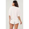 imageODODOS Recycled Cotton Short Sleeve Tee Shirts for Women Washed Crew Neck Roll Hem Drop Shoulder TopsWhite